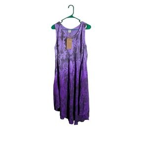 Riviera Sun Purple Ombre Floral Handkerchief Hem Rayon Dress 1X 21834